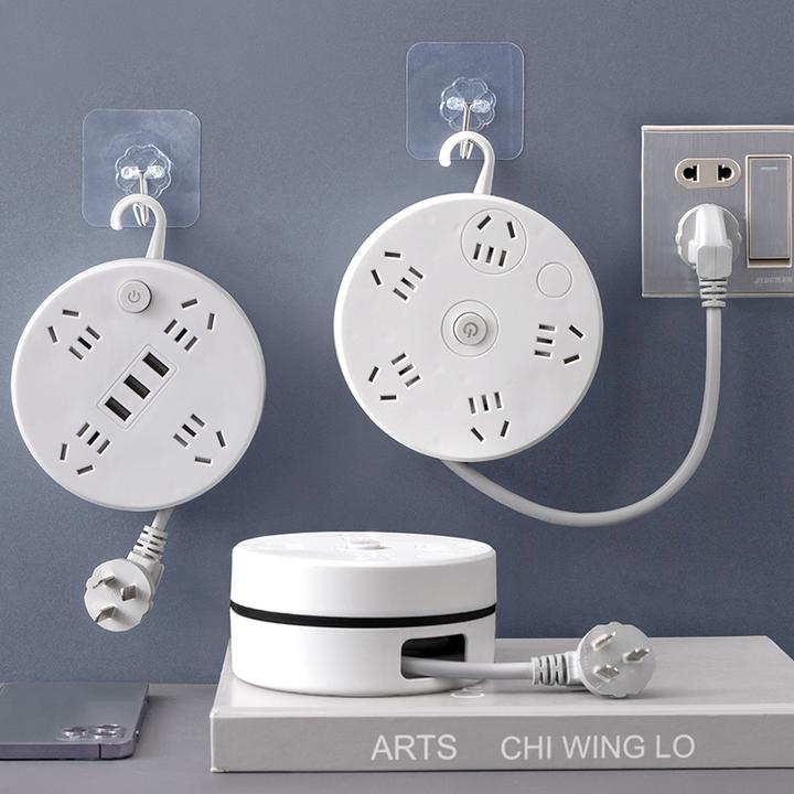 收纳USB插排带开关功率电源插座转换器电线带插座旋转适用国标