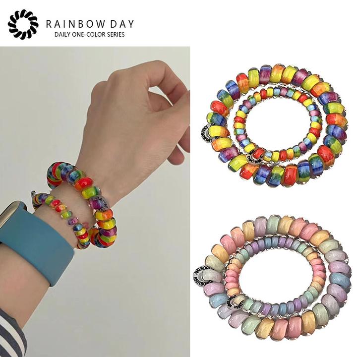 正版M码电话线发圈TT圈平替无痕头绳高弹力皮筋发圈发绳情侣手环