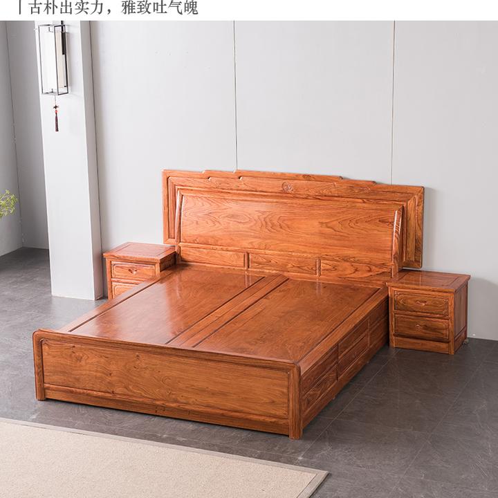 国标红木刺猬紫檀马里料榫卯仙作工艺国色天香1.8米大床三件套