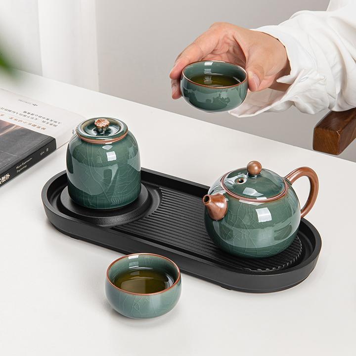 哥窑功夫茶具套装小套新款宿舍家用茶壶茶杯喝茶一壶二杯装备定制