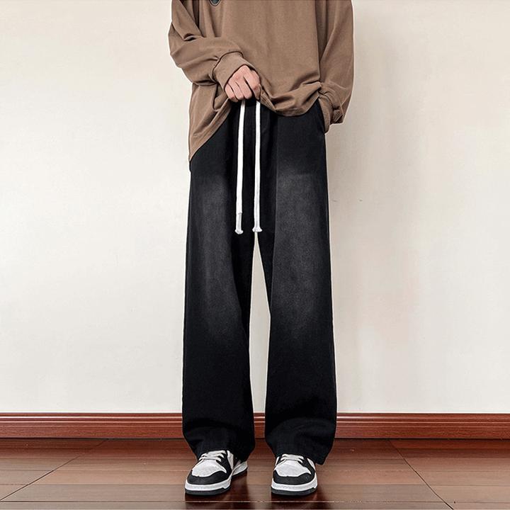 牛仔裤男生春秋宽松直筒拖地裤oversize潮牌美式高街大码裤子夏季