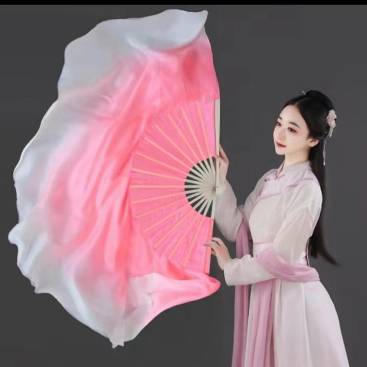 舞蹈扇子万疆跳舞扇真丝双面深红渐变加长古典舞梁祝胶州秧歌扇子