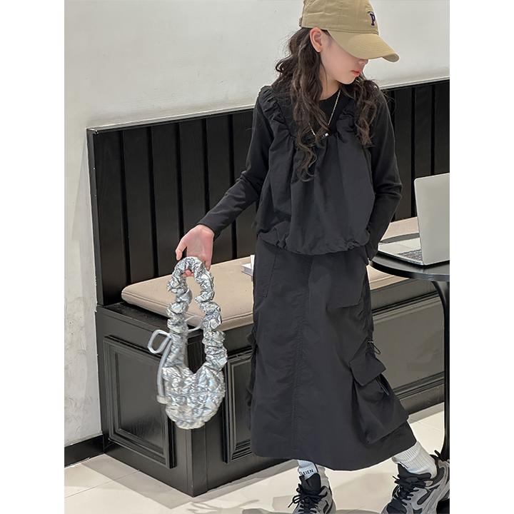 K27201孙小美KIDS女童连衣裙套装2025新款春秋装吊带两件套衣服潮