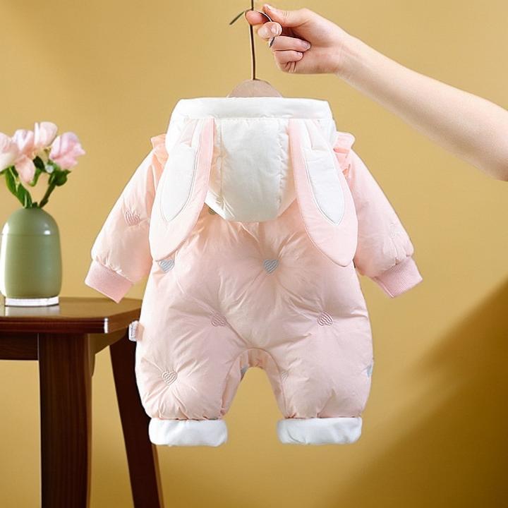 婴幼儿连体衣秋冬季保暖羽绒棉服宝宝冬装外出冬款加厚新生儿衣服