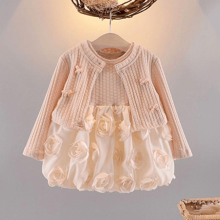 女童抓周生日礼服小女孩洋气套装长袖一周岁宝宝儿童公主连衣裙子