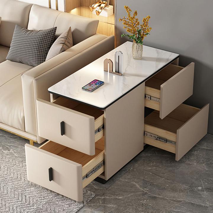 2024新款沙发实木奶油风落地边柜轻奢岩板高级感可移动客厅侧边几