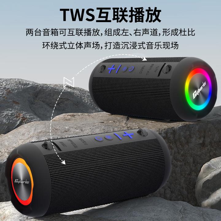 赛柏瑞斯RGB发光音响便携骑行自行车水杯蓝牙音箱露营防水低音炮