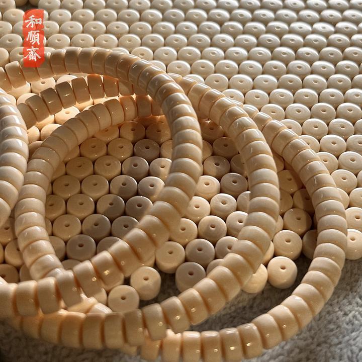和顺斋雅藏猛犸象牙手串药片藏切直切手串单圈冰料牙芯珠子678mm
