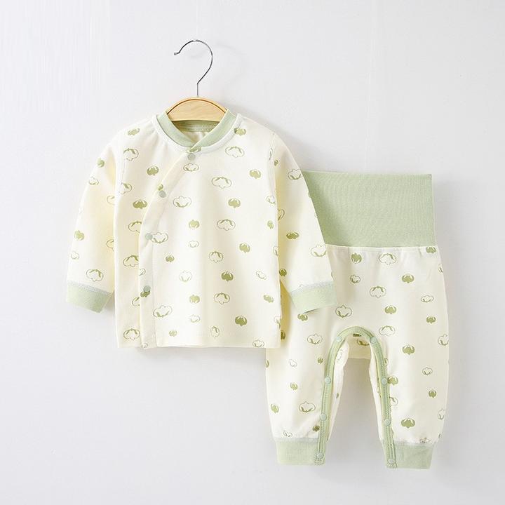 新生宝宝秋衣秋裤套装纯棉无骨高腰护肚分体睡衣两件套春秋打底衣