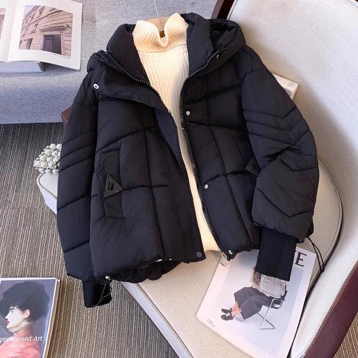 微胖妹妹大码洋气连帽棉服女2024冬季新款时尚超好看短款棉袄外套