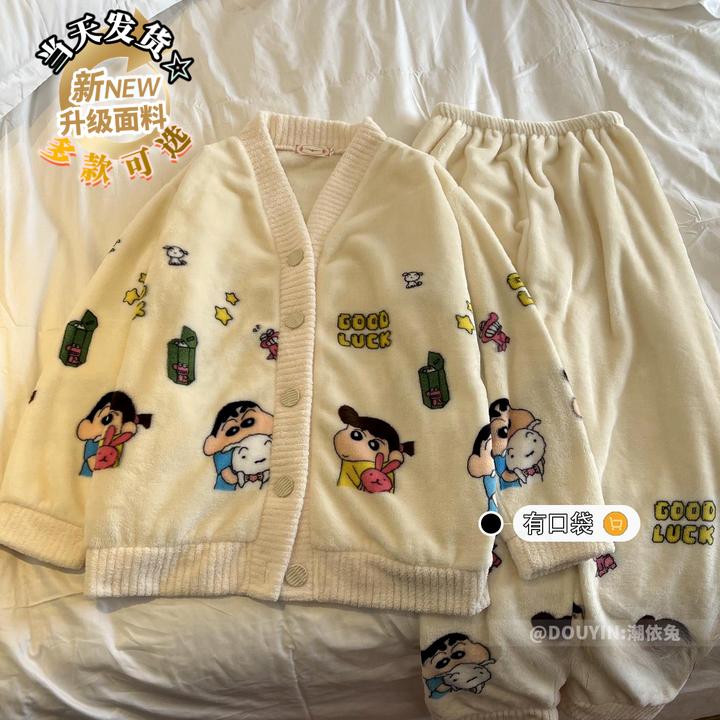 情侣法兰绒睡衣女冬季长袖网红套装加绒加厚男士珊瑚绒秋冬家居服