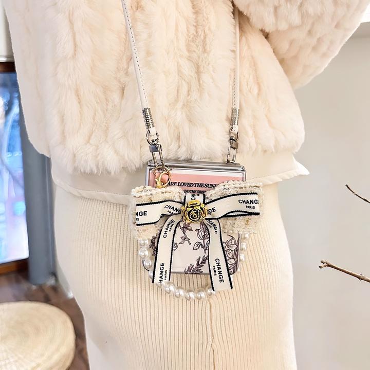 华为p50pocket手机壳斜挎手提pocket2折叠全包腕带皮质保护套新款