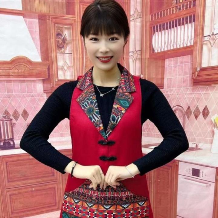 【大口袋耐脏】网红新品百搭西装领围裙时尚酒店花布民族风工作服女