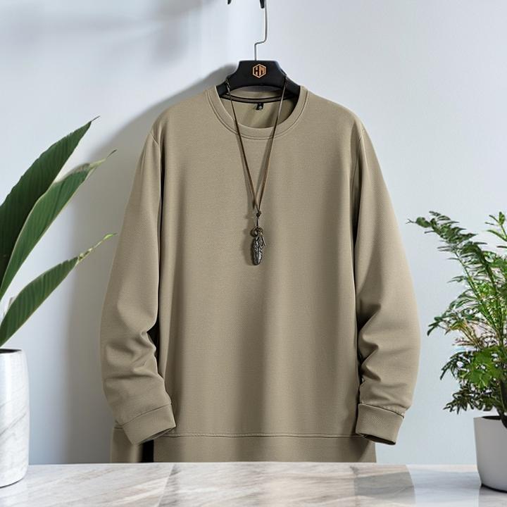 长袖圆领卫衣男潮流长袖套头秋季男上衣春秋款纯色休闲T恤打底衫