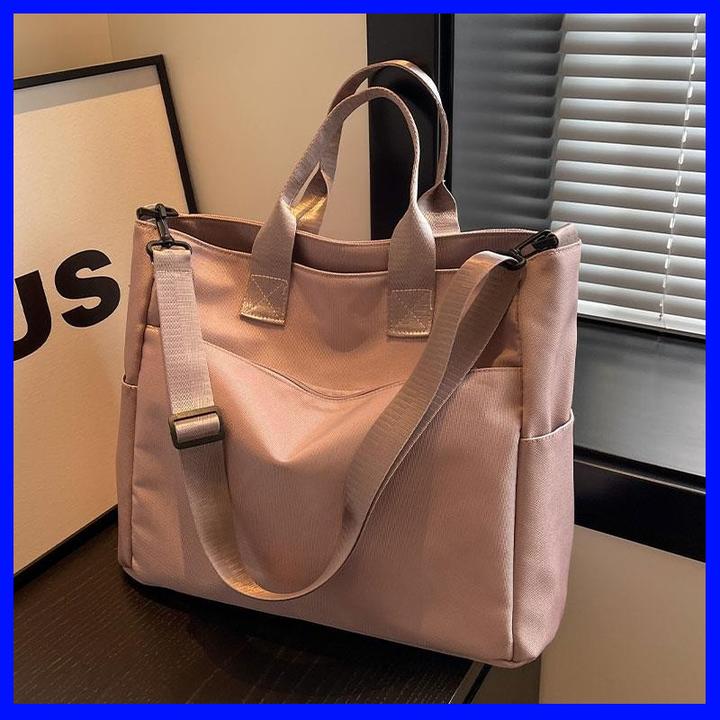 尼龙帆布女士大容量新款手提通勤包休闲斜挎单肩托特包2024