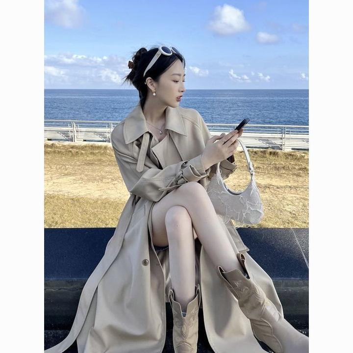 风衣外套女2024年秋季新款流行中长款小个子英伦风设计感春秋大衣