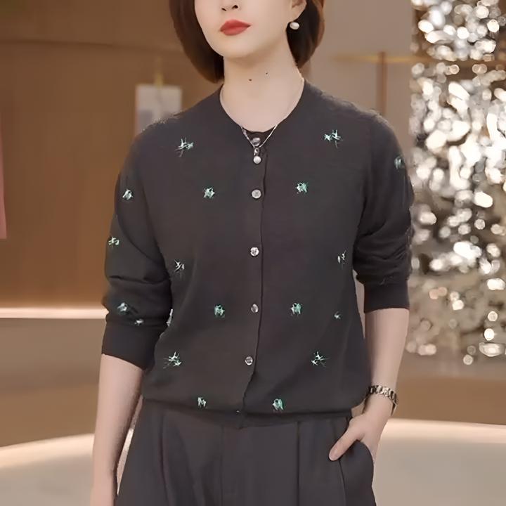 2024时尚针织开衫秋季新款宽松气质百搭圆领休闲减龄长袖毛衣外套