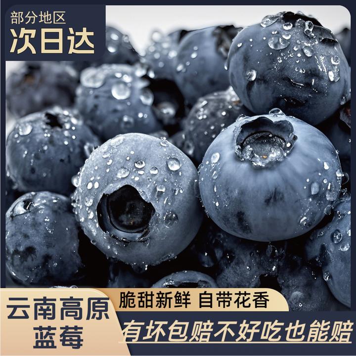 【送2盒】云南正宗花香蓝莓100克/盒脆甜花青素新鲜现摘空运包赔A