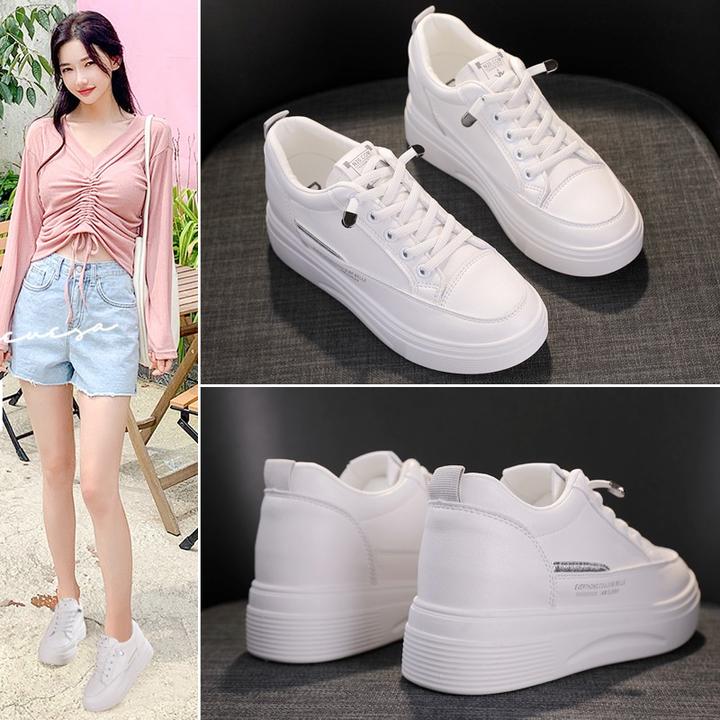 品牌断码小白鞋女夏季新款内增高网面透气休闲百搭运动鞋厚底板鞋