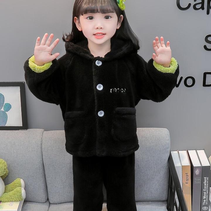 雪芙蓉卡通恐龙套装中小童长袖卡通恐龙睡衣套装家居服男女宝睡衣