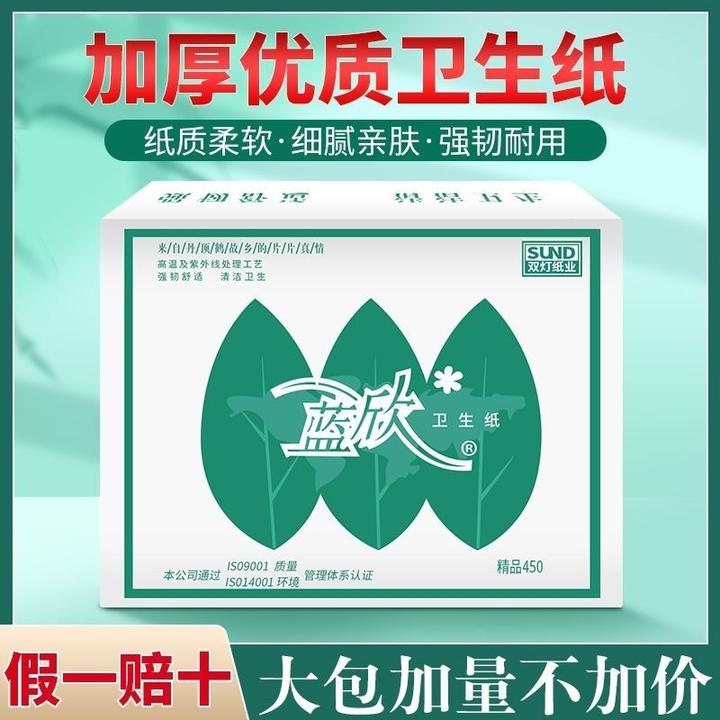 双灯蓝欣卫生纸精品450平板纸强韧草纸厕纸优质方块纸家庭实惠装