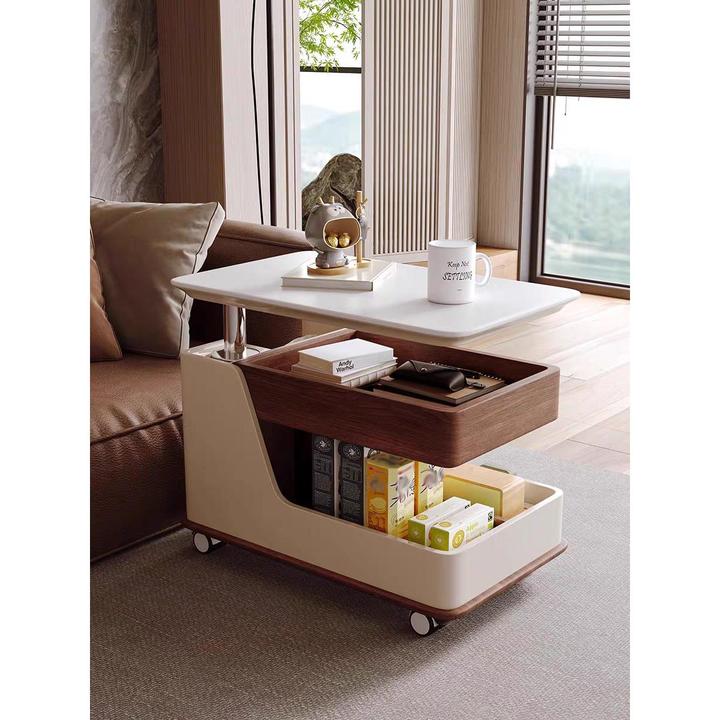 可移动茶几小推车边几小户型家用茶桌多功能升降实木创意客厅边柜
