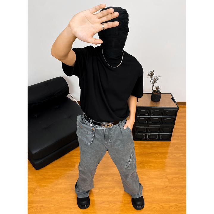 裤戈美式cleanfit重磅索罗娜凉感防晒BOXY纯色夏季t恤短袖上衣 男