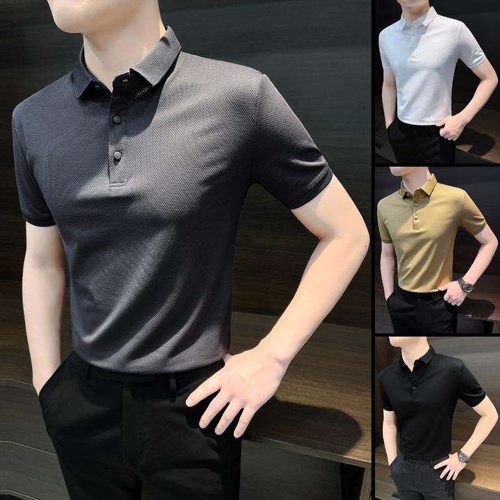 纯色男士痞帅高级感Polo衫短袖男款2025新款爆款商务上档次男T恤