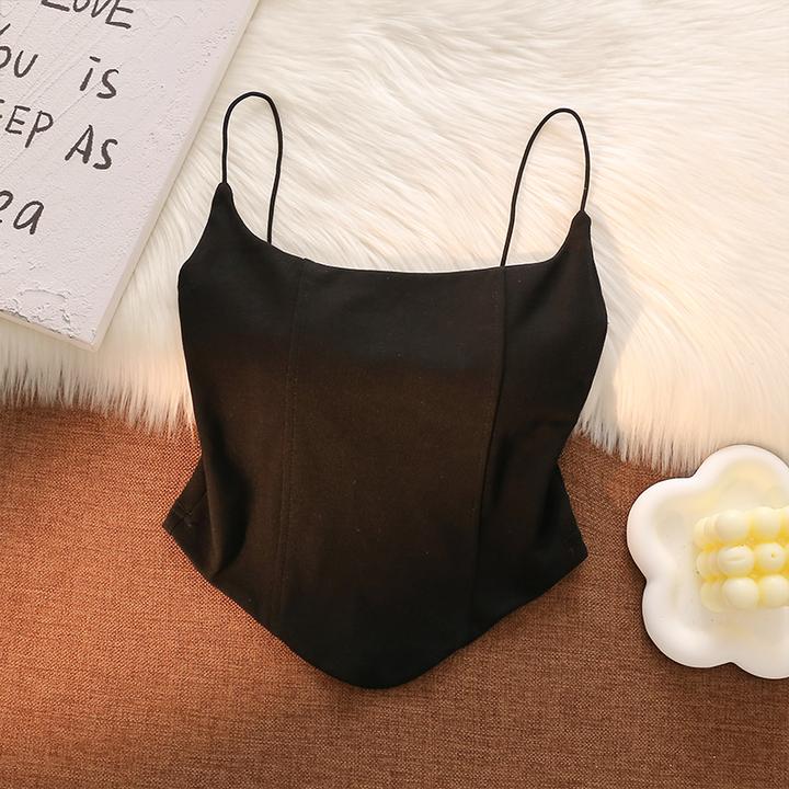 美式辣妹不规则白色抹胸小吊带背心女夏外穿内搭美背短款显瘦上衣