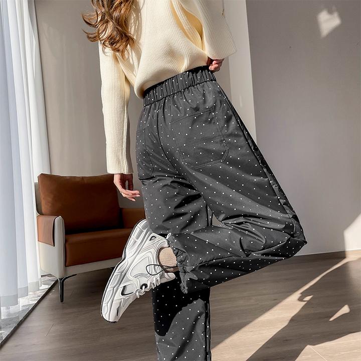 雪花点哈尔滨旅游羽绒裤女冬季外穿2024新款东北零下40度抗寒防水