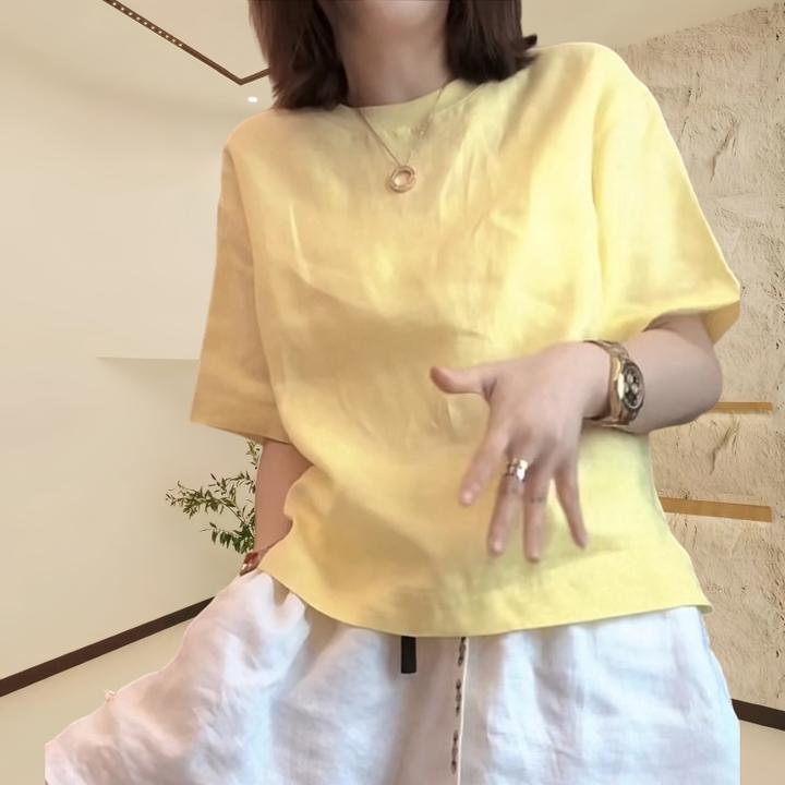 纯色短袖T恤女士2025夏季新款韩版简约宽松百搭简约显瘦圆领上衣