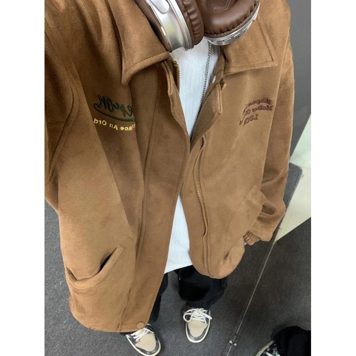 美拉德飞行夹克男春秋高街痞帅重磅刺绣情侣外套青少年翻领上衣潮