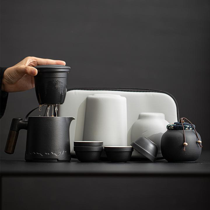 便携式旅行茶壶小套装随身户外露营快客杯一壶四杯泡茶壶喝茶装备