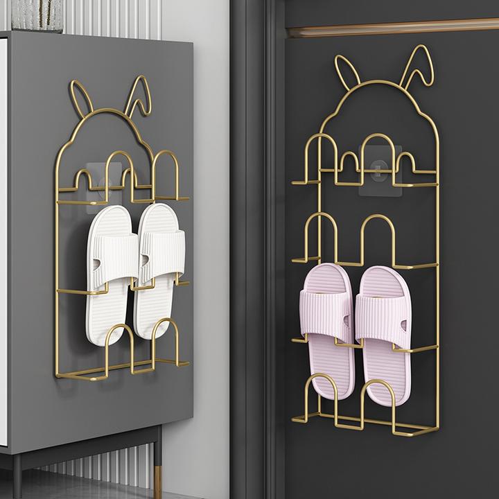 铁博士墙壁挂式免打孔室内鞋架子浴室拖鞋架收纳神器卫生间沥挂架