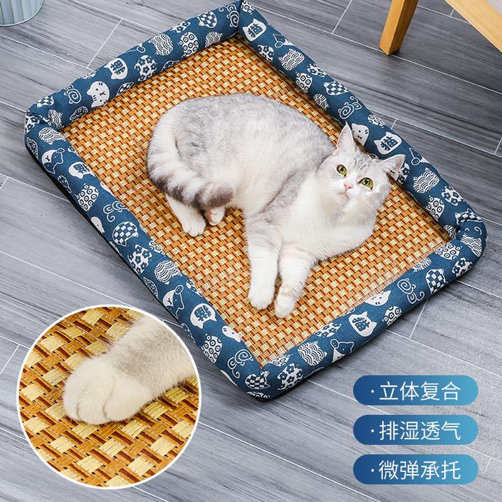 厂家直销宠物夏季凉席窝小猫窝藤编凉席泰迪狗床猫窝小狗降温床垫