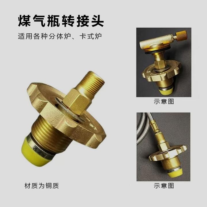 户外野营炉子煤气接头便携煤气换头煤气瓦斯液化气手轮纯铜转换头
