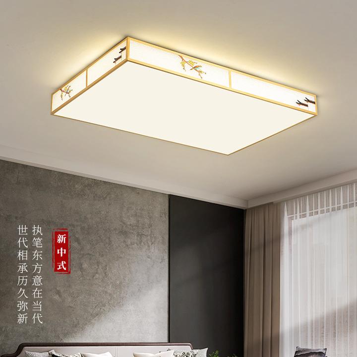 新中式主卧吸顶灯房间大气餐厅灯温馨家用卧室灯长方形全铜客厅灯