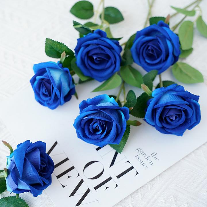 纯手工绒布玫瑰花仿真花假花束情人节婚庆卧室逼真摄影道具绢布花