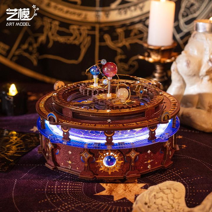 艺模梵宇星轨手工木质创意模型益智拼图摆件金属八音盒首饰盒DIY
