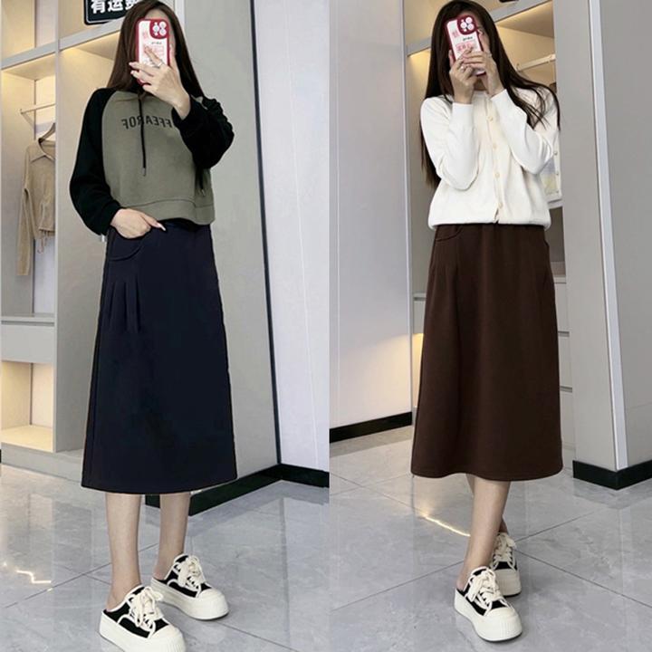 秋冬季美拉德新款半身裙遮肉显瘦时尚气质加绒加厚A字休闲裙子