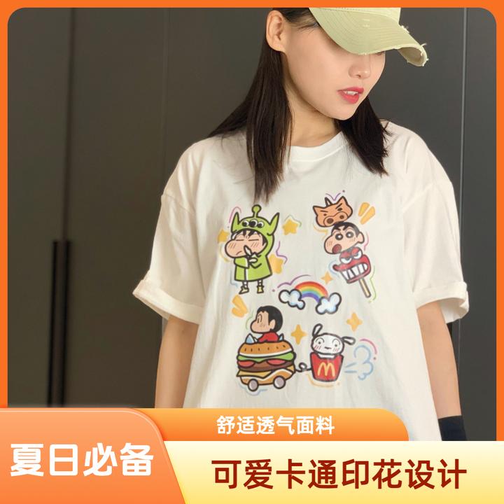 妮娜家【蜡笔小新全家福】康利直喷 重磅纯棉纯棉t恤