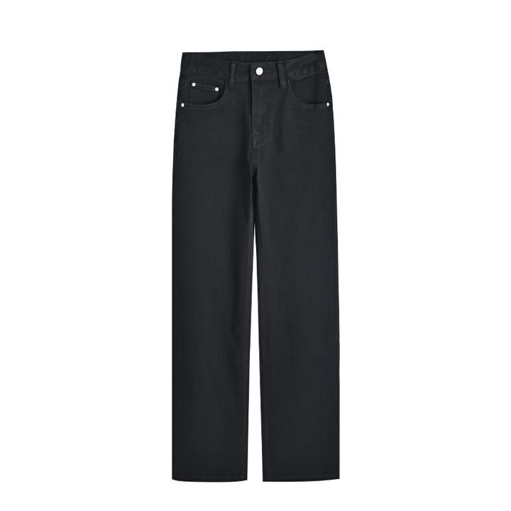 568【唐唐加】四面弹高腰窄版牛仔裤女秋冬新款阔腿直筒休闲裤百搭