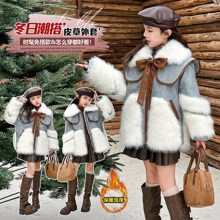 外套女童好看皮草加厚保暖时髦日潮儿童童装大衣洋气加绒