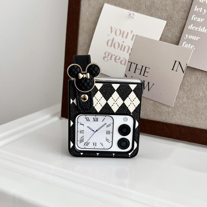 新款适用华为novaflip手机壳轻奢菱格米奇腕带pocket2卡通折叠屏