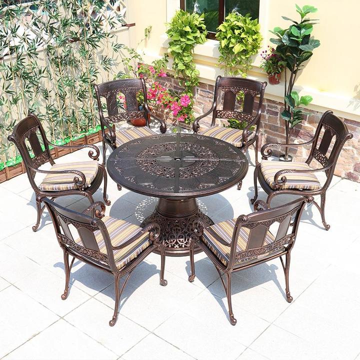 户外铸铝桌椅组合室外庭院餐桌家具铁艺休闲花园阳台桌椅三五件套