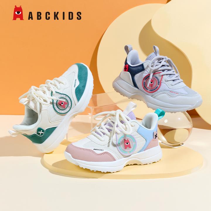 Abckids童鞋秋季男童时尚网面透气运动鞋百搭舒适耐磨休闲女童鞋