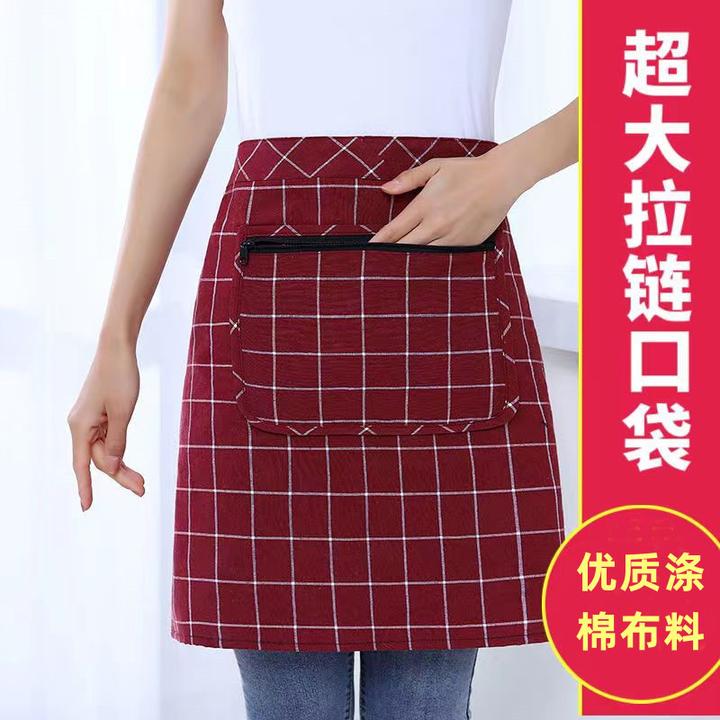 简约家用厨房做饭女半身围裙透气耐磨时尚小清新半截围腰工作服