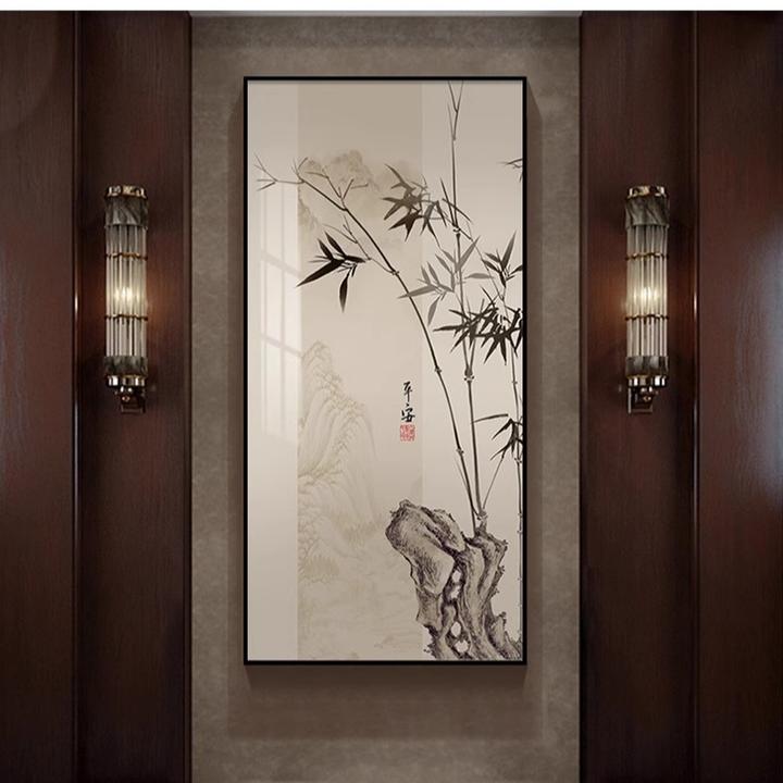 迎客松入户玄关装饰画新中式走廊过道背景墙挂画禅意玄关画