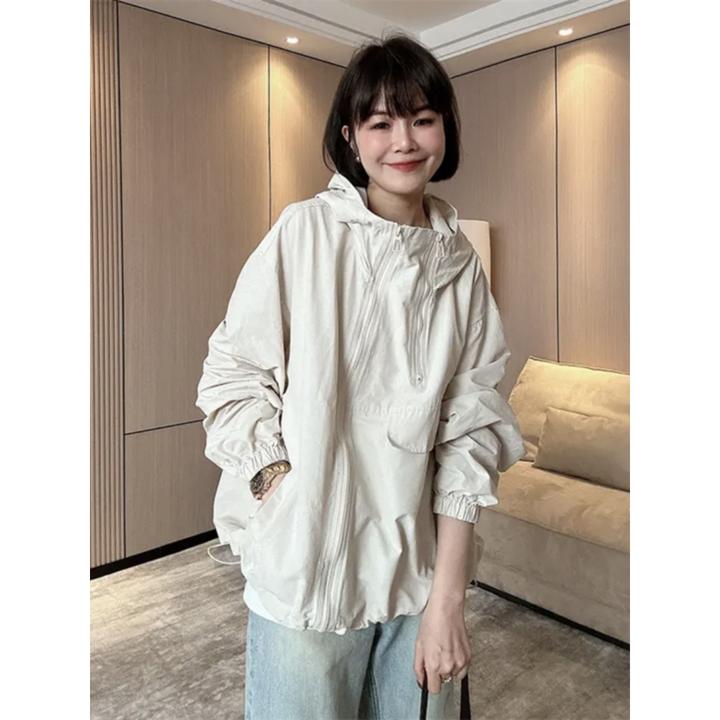 欧货休闲宽松薄款冲锋衣女2024设计感小个子户外运动显瘦夹克外套