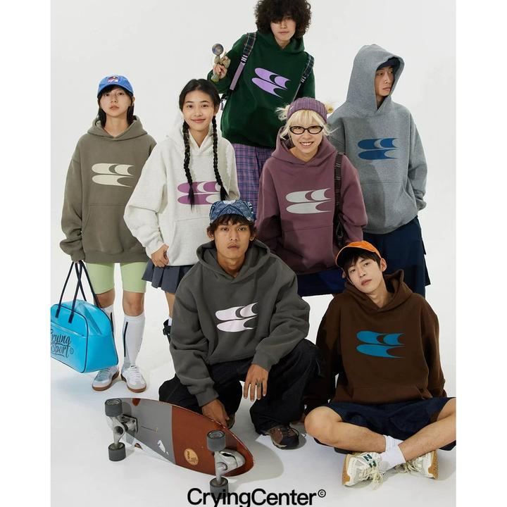 Cryingcenter基础logo印花加绒厚连帽多色卫衣 情侣